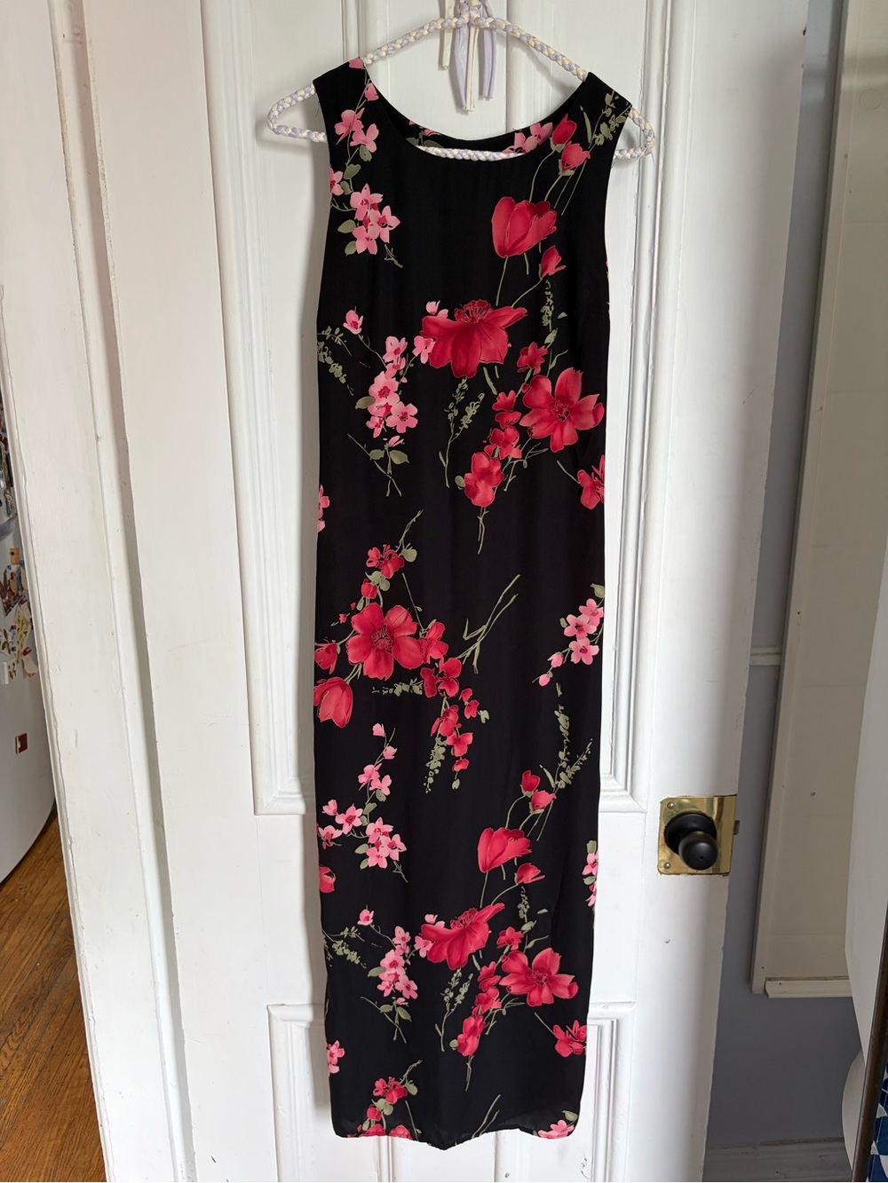 Vintage y2k Black and Floral Summer Dress with Corset Tie Back